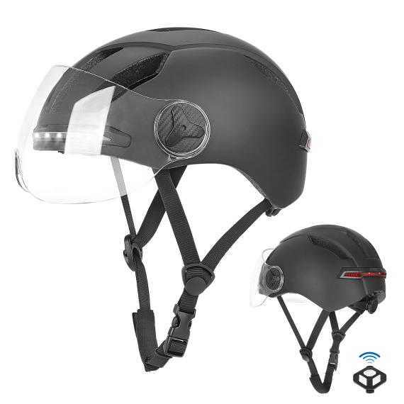 bike riding with windshield, remote control steering helmet, intelligent remote control, safety warning with light helmet